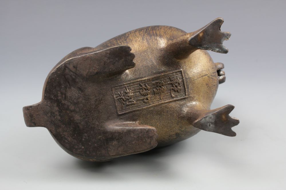 中国古玩　銅器獅子香炉　乾隆御製の画像3